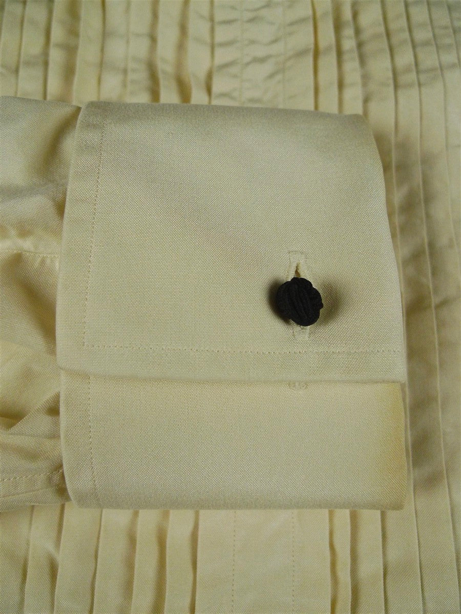 26/0684 vintage turnbull & asser silk ivory pleated double cuff dress shirt 16.5"