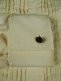 26/0684 vintage turnbull & asser silk ivory pleated double cuff dress shirt 16.5"
