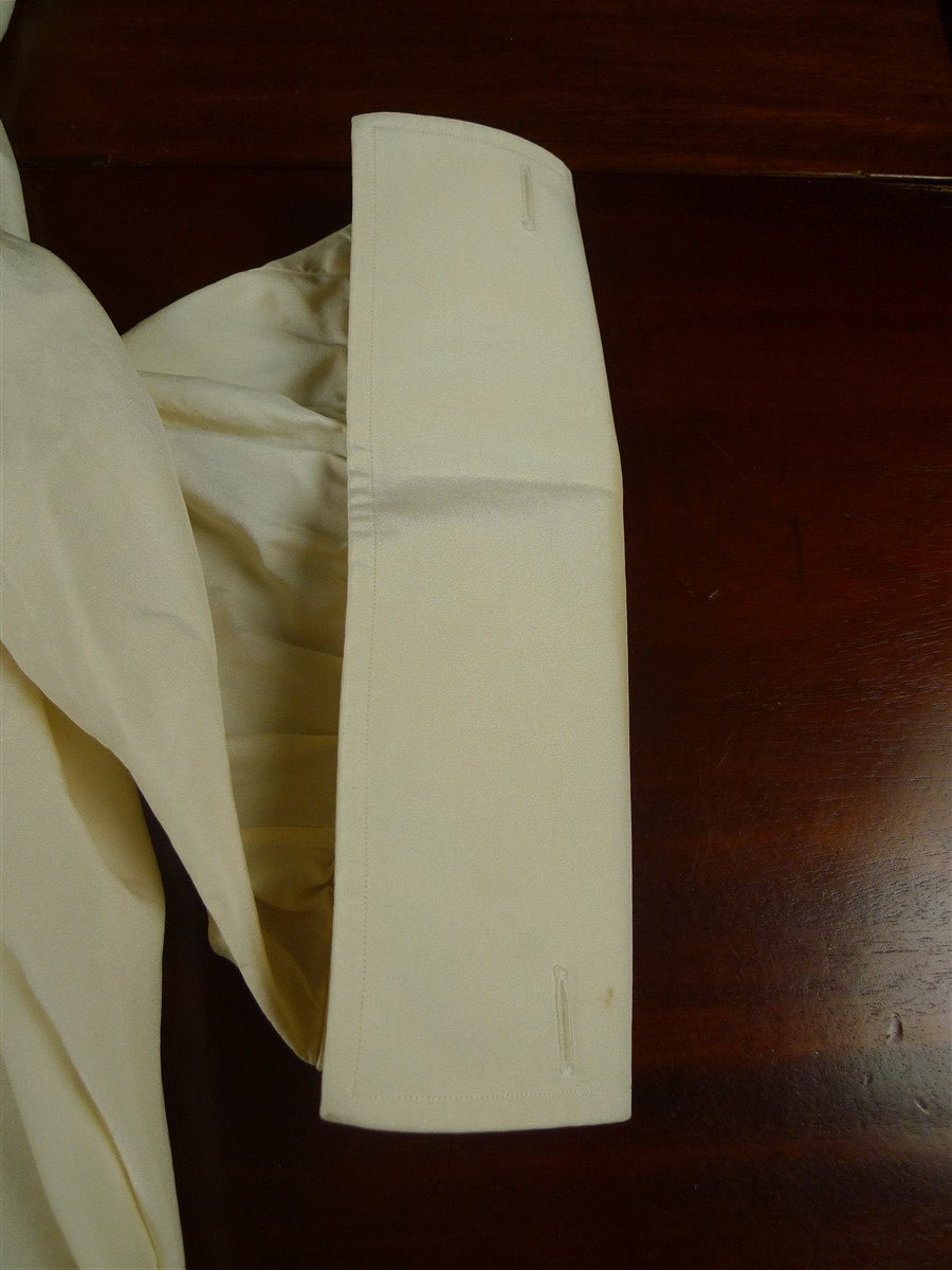 26/0684 vintage turnbull & asser silk ivory pleated double cuff dress shirt 16.5"