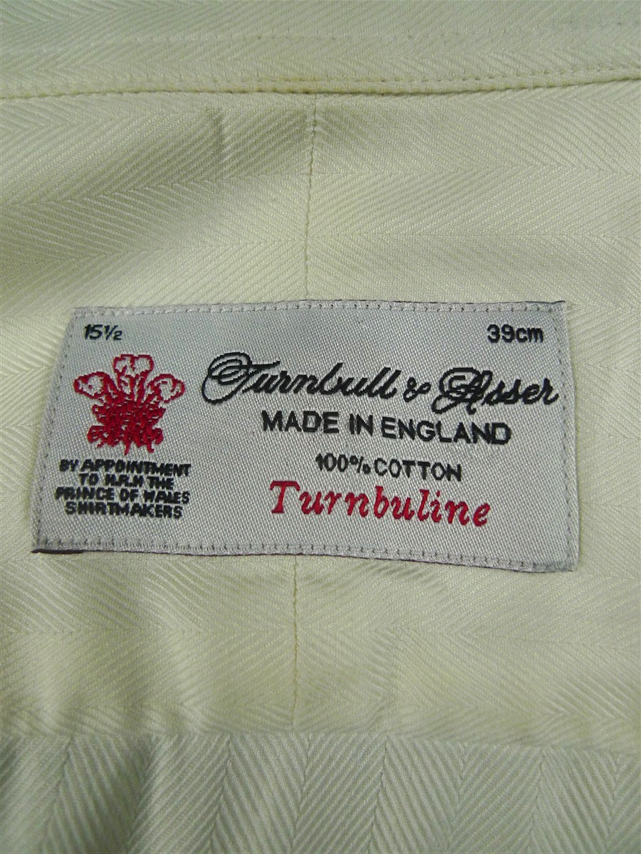 26/0680 turnbull & asser cotton cream long sleeve single cuff shirt 14.5"