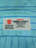 26/0683 turnbull & asser cotton teal striped long sleeve single cuff shirt 15"