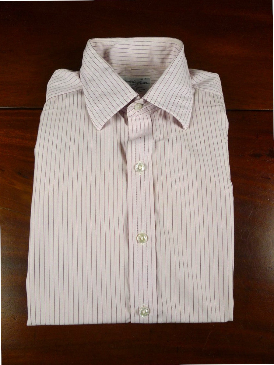 26/0678 turnbull & asser cotton pink striped long sleeve single cuff shirt 15"