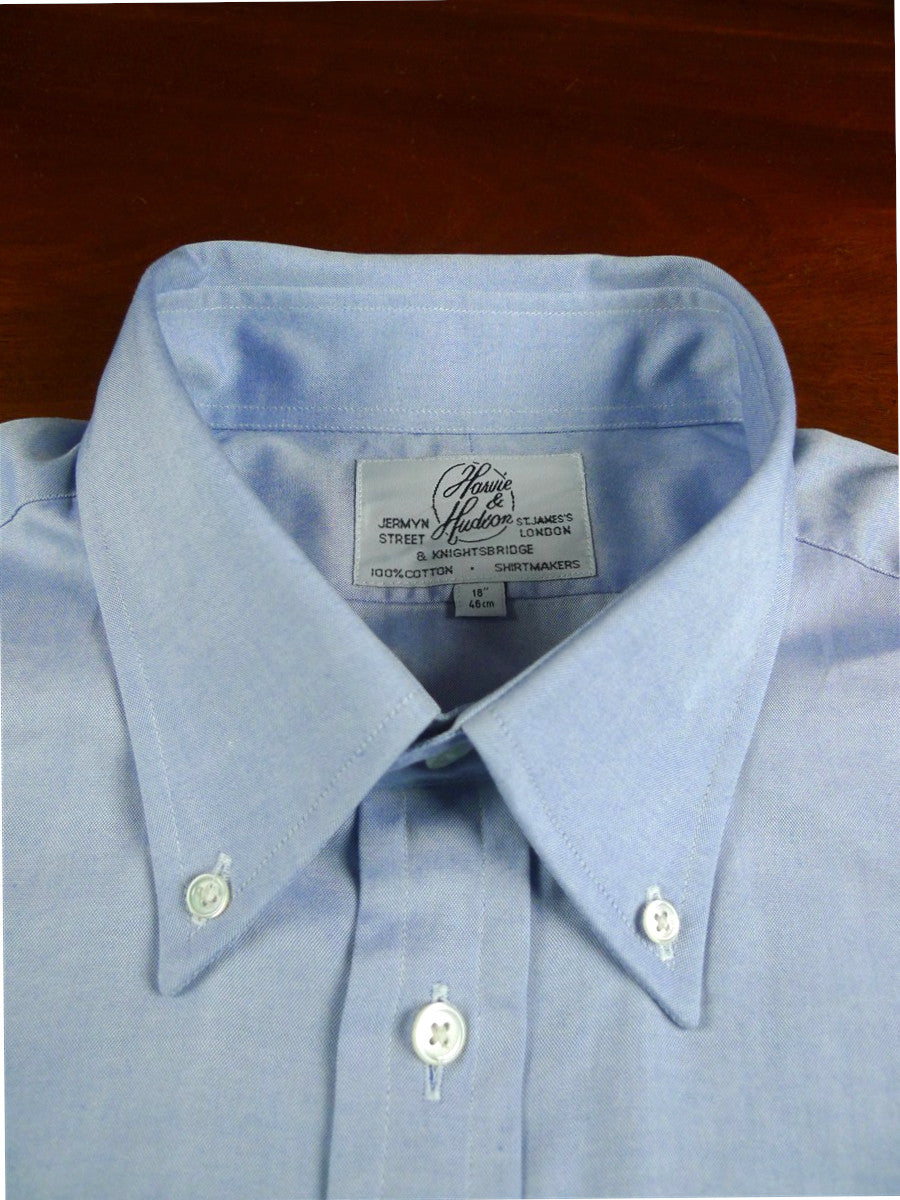 26/0671 immaculate harvey & hudson cotton blue short sleeve shirt 18"