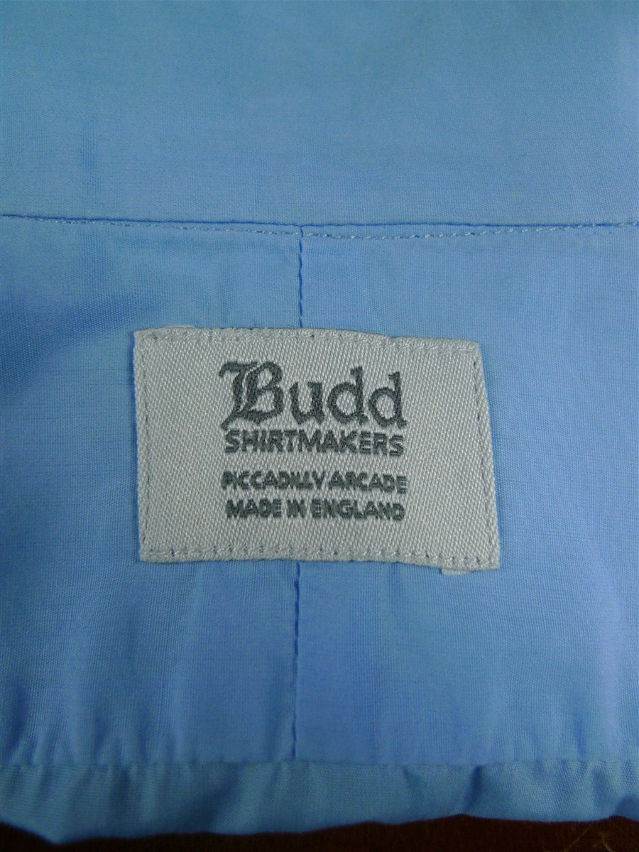 26/0679 budd cotton blue long sleeve double cuff shirt 16.5"