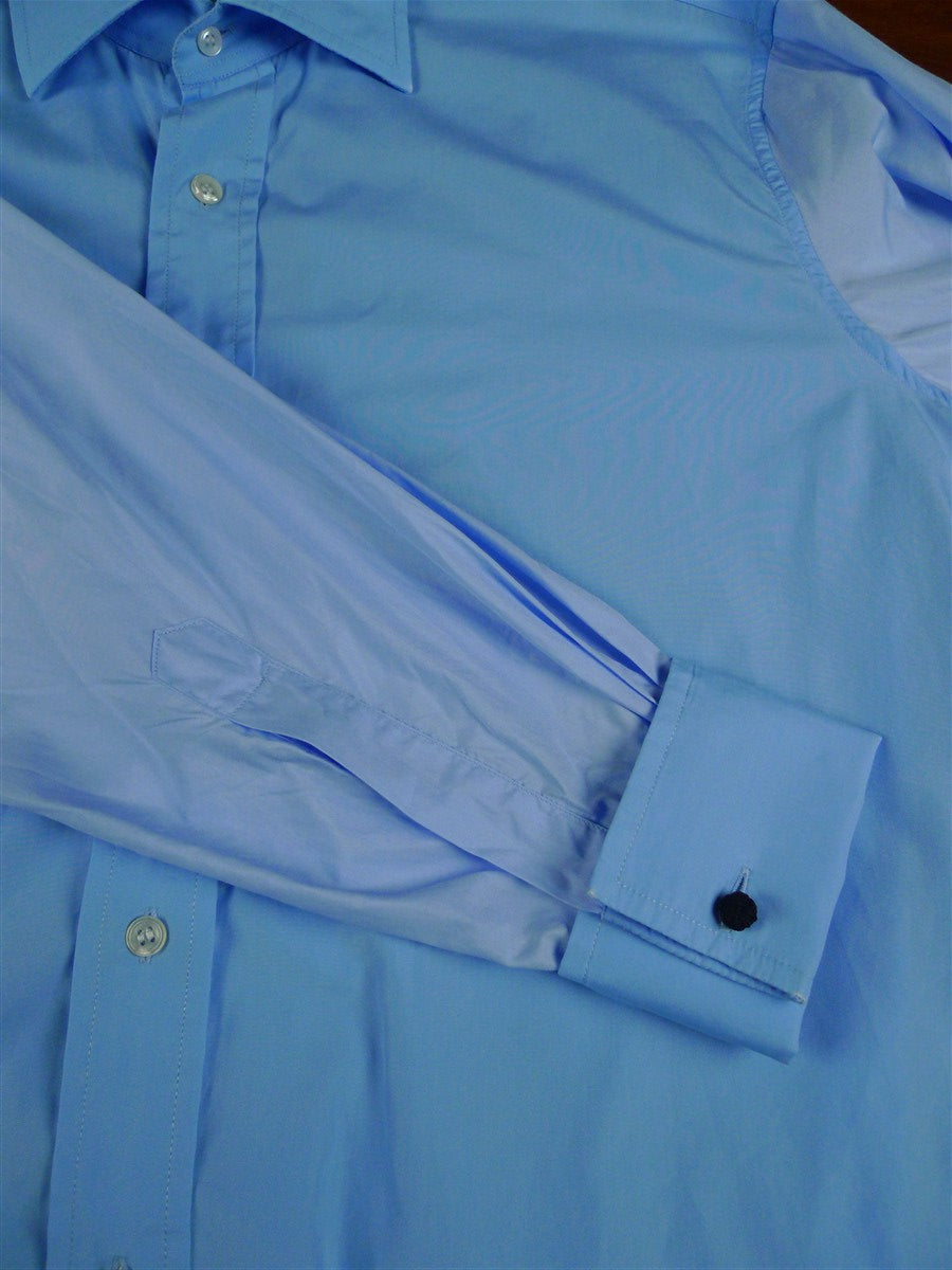 26/0679 budd cotton blue long sleeve double cuff shirt 16.5"
