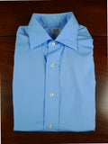 26/0679 budd cotton blue long sleeve double cuff shirt 16.5"