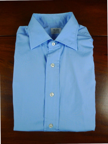 26/0679 budd cotton blue long sleeve double cuff shirt 16.5"