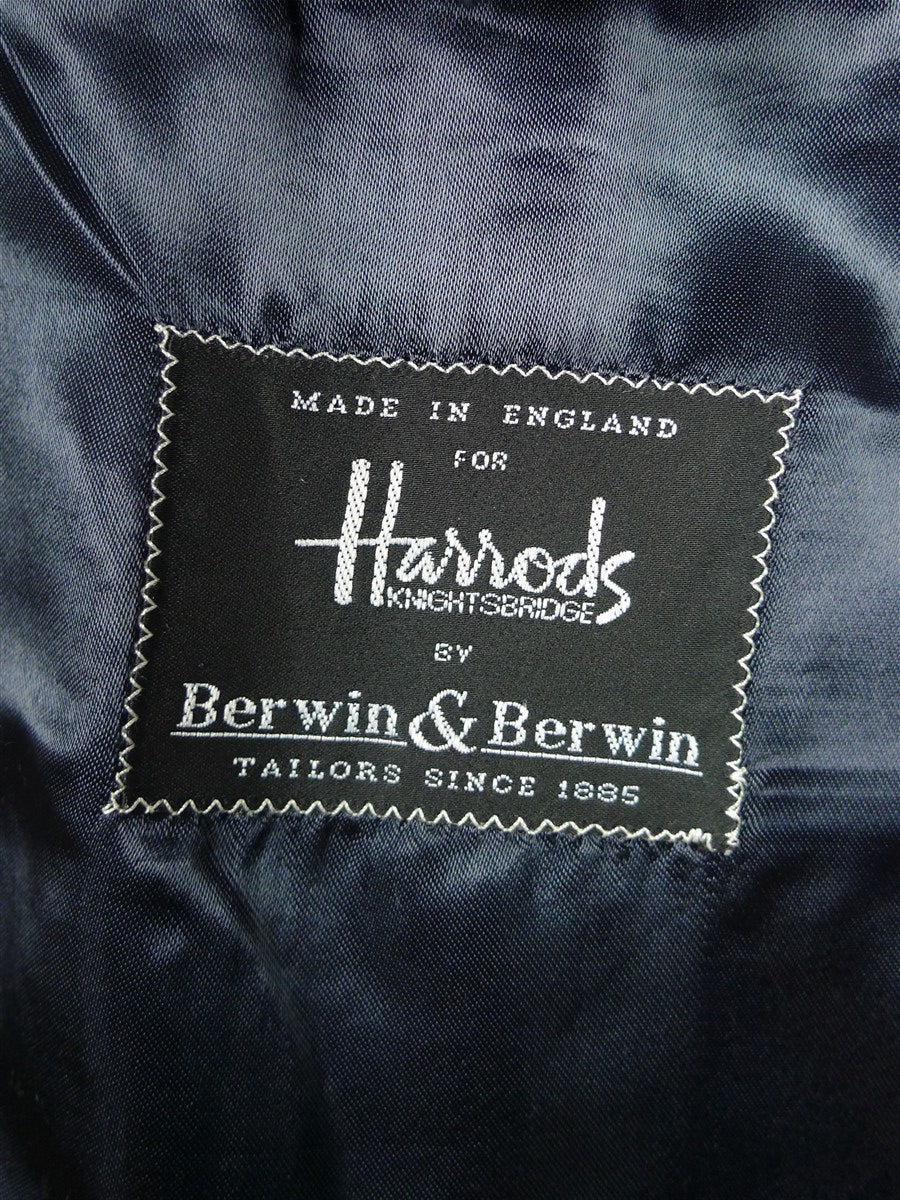 26/0659 immaculate vintage harrods london navy blue pure cashmere overcoat 44