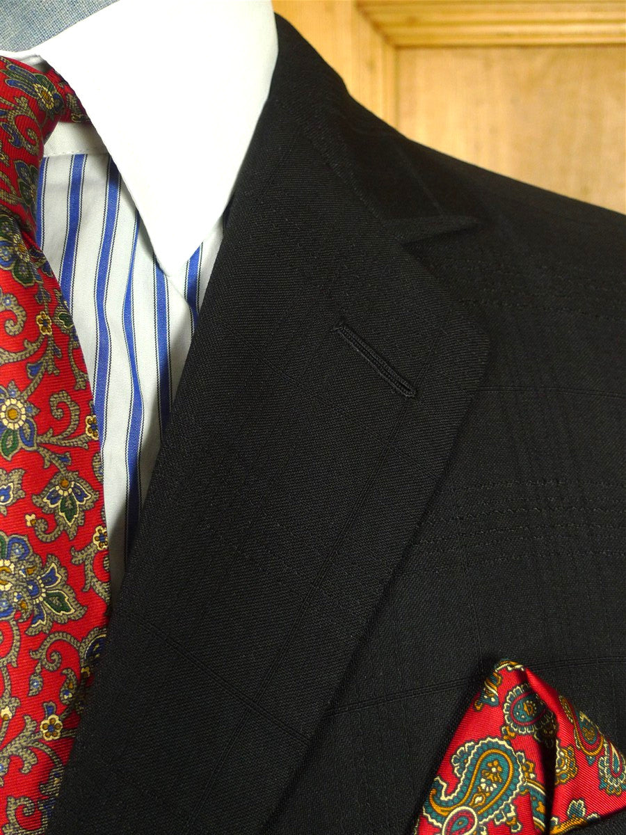 26/0661 wonderful 1978 vintage norton & sons savile row bespoke black textured check wool & silk suit 39 regular