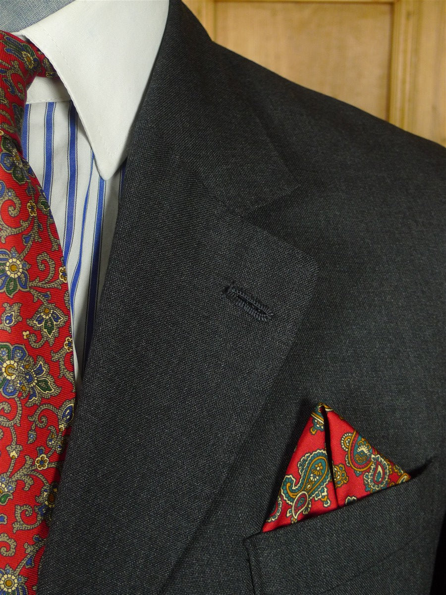 26/0665 vintage city of london bespoke grey hopsack weave worsted suit 38 short