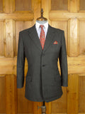 26/0666 immaculate buckleigh sw1 london bespoke grey worsted wool suit w/ green lining 38 short to regular