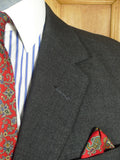 26/0666 immaculate buckleigh sw1 london bespoke grey worsted wool suit w/ green lining 38 short to regular