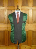 26/0666 immaculate buckleigh sw1 london bespoke grey worsted wool suit w/ green lining 38 short to regular