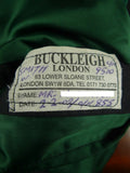 26/0666 immaculate buckleigh sw1 london bespoke grey worsted wool suit w/ green lining 38 short to regular