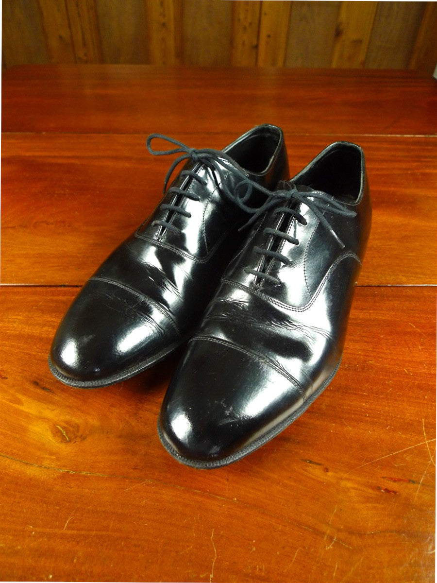 26/0707 vintage church's custom grade black leather oxford toe-cap shoe w/ bags uk 9