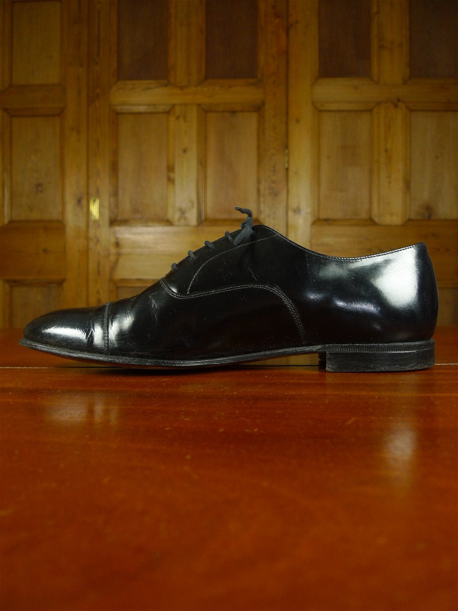 26/0707 vintage church's custom grade black leather oxford toe-cap shoe w/ bags uk 9