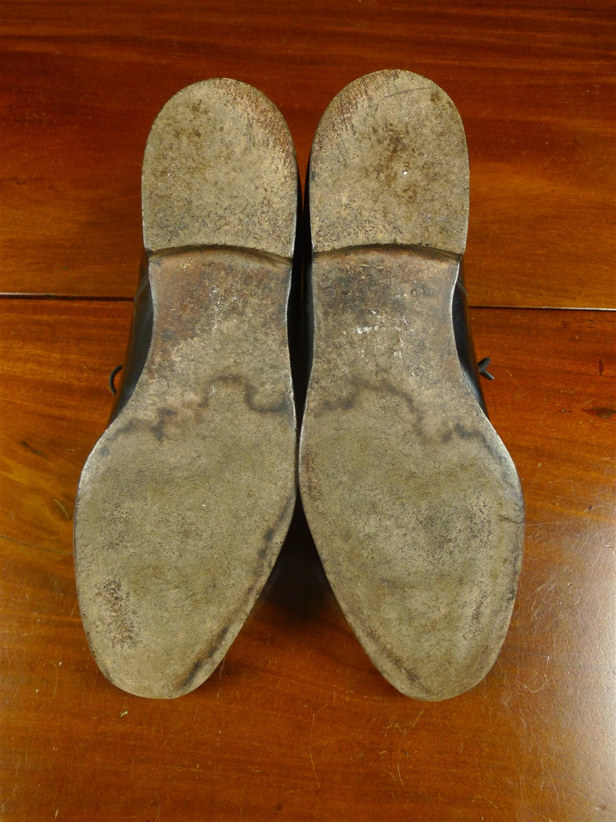 26/0706 vintage church's custom grade black leather oxford toe-cap shoe w/ bags uk 8