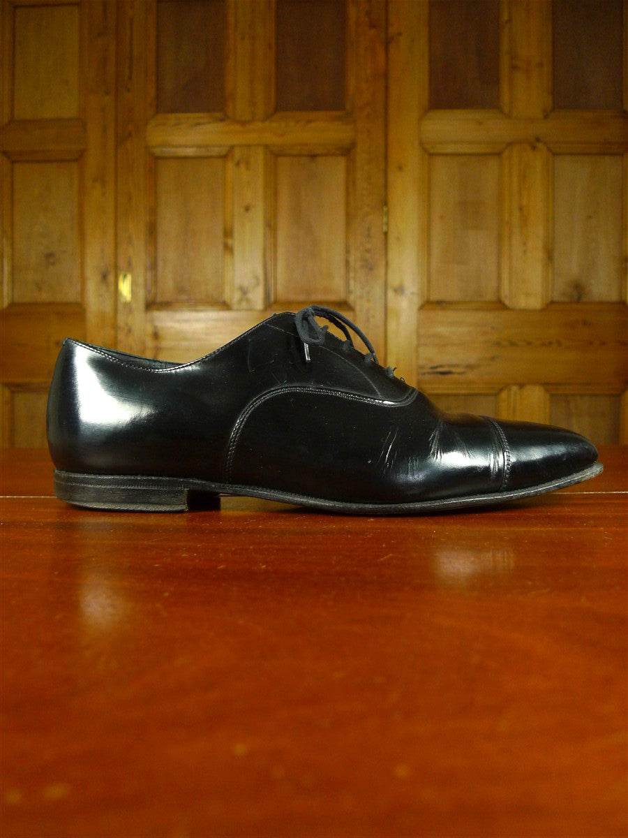 26/0706 vintage church's custom grade black leather oxford toe-cap shoe w/ bags uk 8