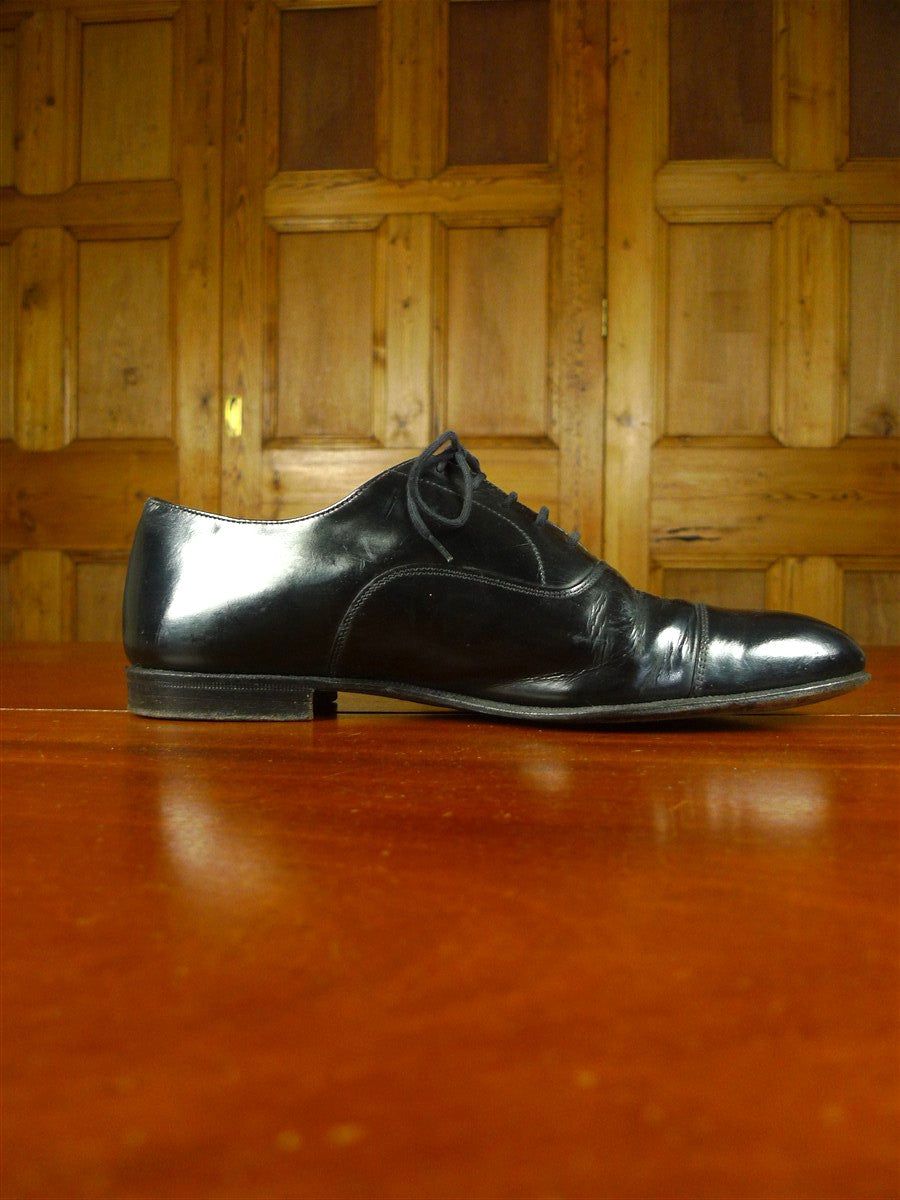 26/0706 vintage church's custom grade black leather oxford toe-cap shoe w/ bags uk 8