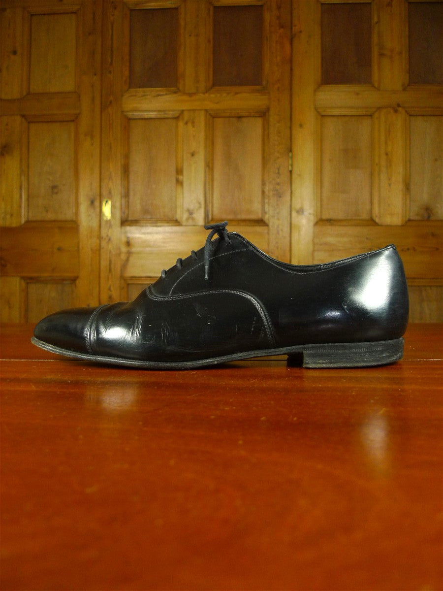 26/0706 vintage church's custom grade black leather oxford toe-cap shoe w/ bags uk 8