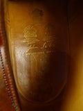 26/0704 beautiful vintage john lobb brown leather brogue shoe w/ bags uk 9.5