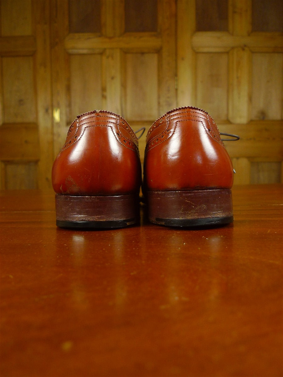 26/0704 beautiful vintage john lobb brown leather brogue shoe w/ bags uk 9.5