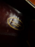 26/0705 beautiful vintage george cleverly brown leather brogue slip-on shoe w/ bags uk 9