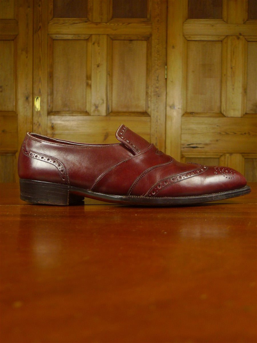 26/0705 beautiful vintage george cleverly brown leather brogue slip-on shoe w/ bags uk 9