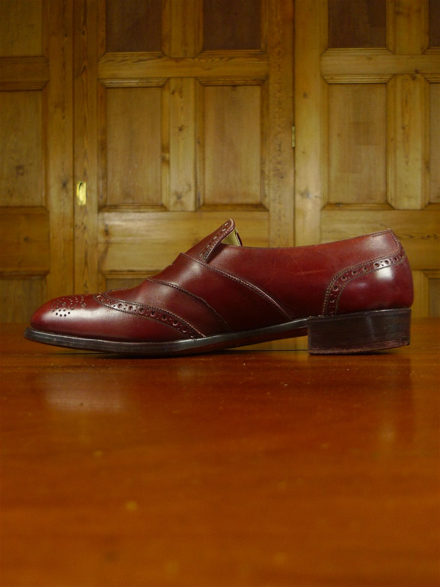 26/0705 beautiful vintage george cleverly brown leather brogue slip-on shoe w/ bags uk 9
