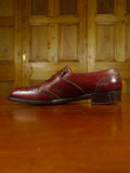 26/0705 beautiful vintage george cleverly brown leather brogue slip-on shoe w/ bags uk 9