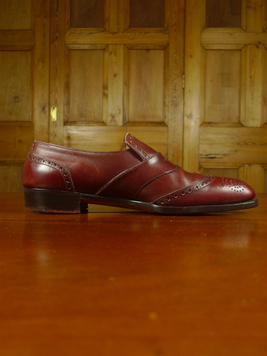 26/0705 beautiful vintage george cleverly brown leather brogue slip-on shoe w/ bags uk 9