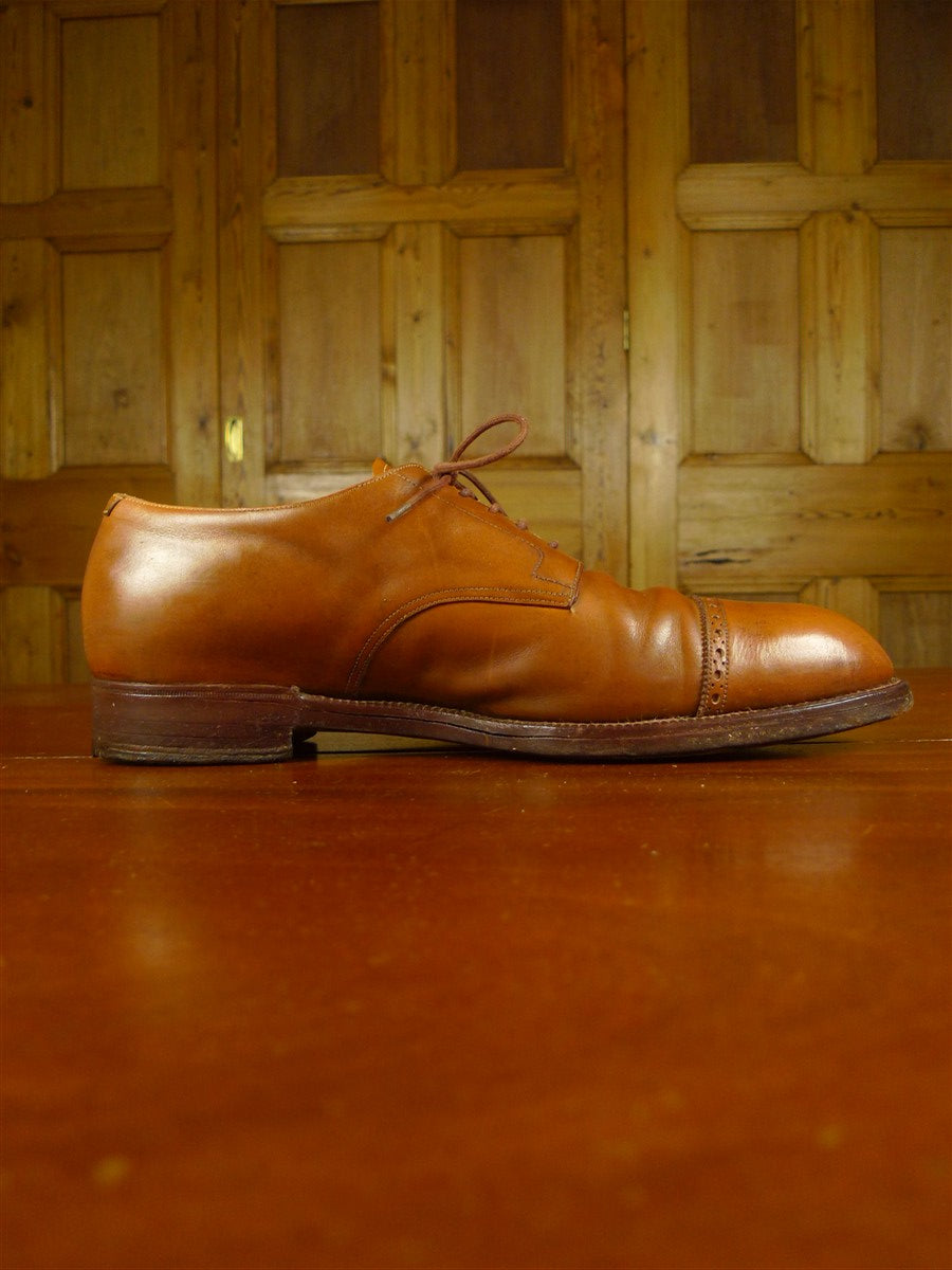 26/0703 vintage john lobb tan brown leather oxford semi-brogue shoe w/ inserts uk 8.5