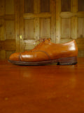 26/0703 vintage john lobb tan brown leather oxford semi-brogue shoe w/ inserts uk 8.5