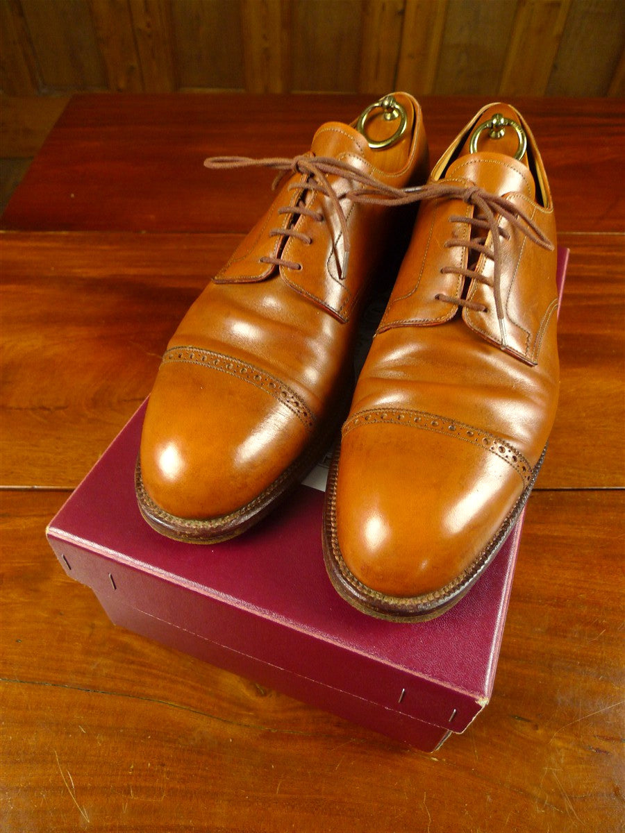 26/0703 vintage john lobb tan brown leather oxford semi-brogue shoe w/ inserts uk 8.5