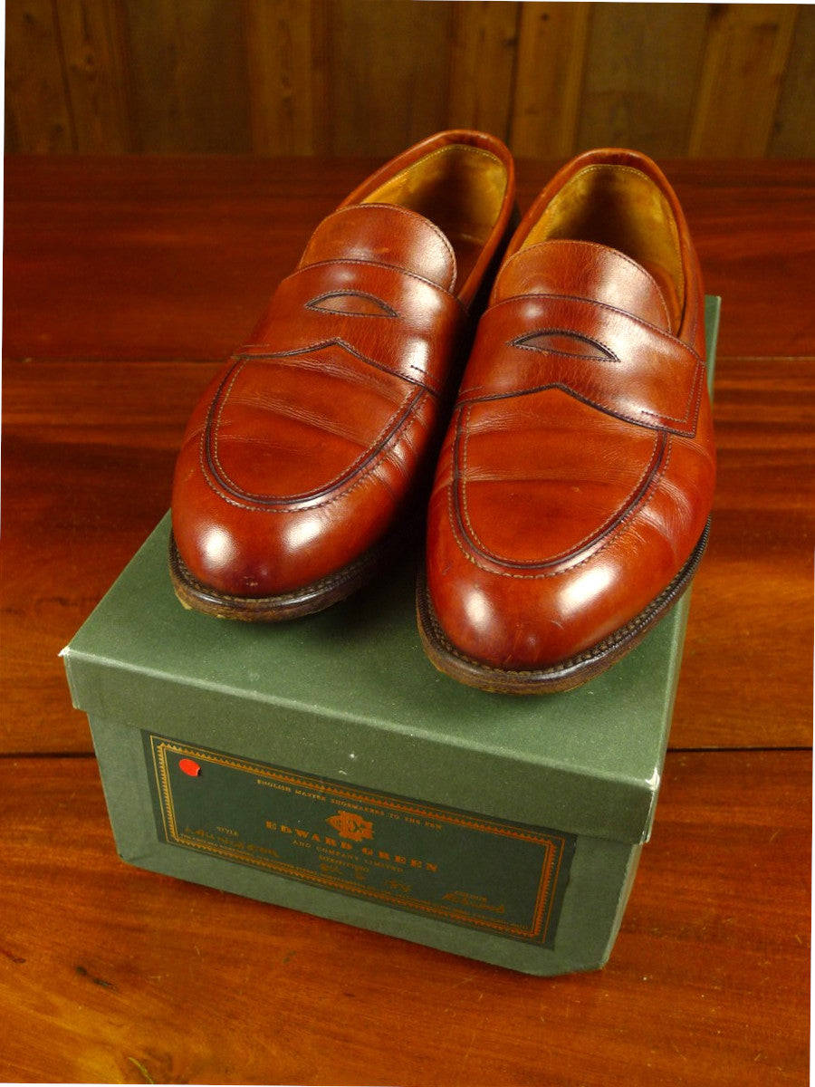 26/0702 vintage edward green brown leather loafer shoe ON 184 LAST uk 8.5