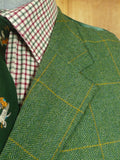 26/0693 immaculate 2012 stowers savile row bespoke green / amber wp check tweed waistcoat 42 short to regular