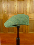 26/0694 immaculate stowers savile row bespoke green / amber wp check tweed cap hat 57 cms