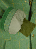 26/0695 immaculate stowers savile row bespoke green / amber wp check tweed shooting coat 44