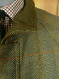 26/0697 immaculate john brocklehurst heavyweight green / amber wp check tweed shooting coat 44-46