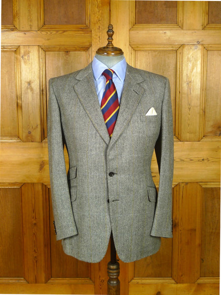 26/0686 immaculate VINTAGE TURNBULL & ASSER GREY HERRINGBONE / AMBER & BLUE WP CHECK TWEED SPORTS JACKET BLAZER 45-46 long