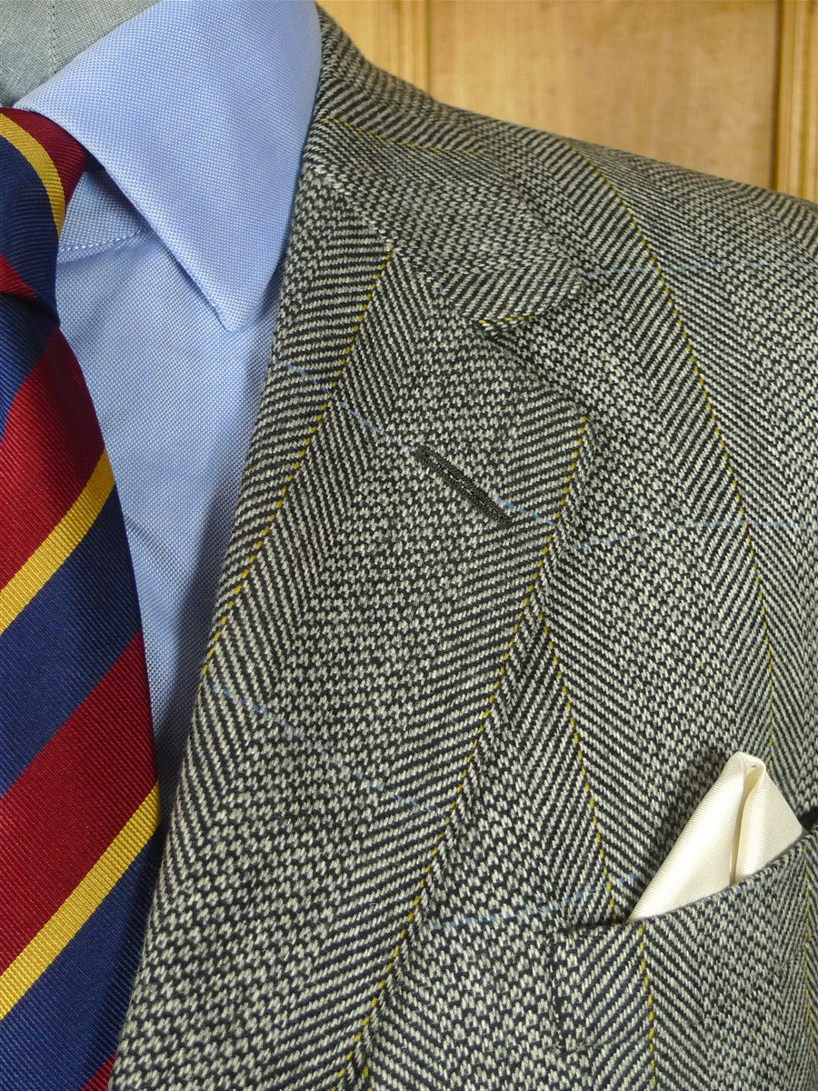 26/0686 immaculate VINTAGE TURNBULL & ASSER GREY HERRINGBONE / AMBER & BLUE WP CHECK TWEED SPOORTS JACKET BLAZER 45-46 long