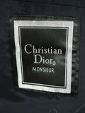 26/0687 immaculate vintage christian dior navy blue d/b wool blazer w/ CD buttons 41-42 long