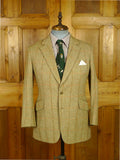 26/0688 immaculate vintage heavyweight savile row bespoke green / brown wp check tweed jacket 38 short