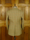 26/0688 immaculate vintage heavyweight savile row bespoke green / brown wp check tweed jacket 38 short