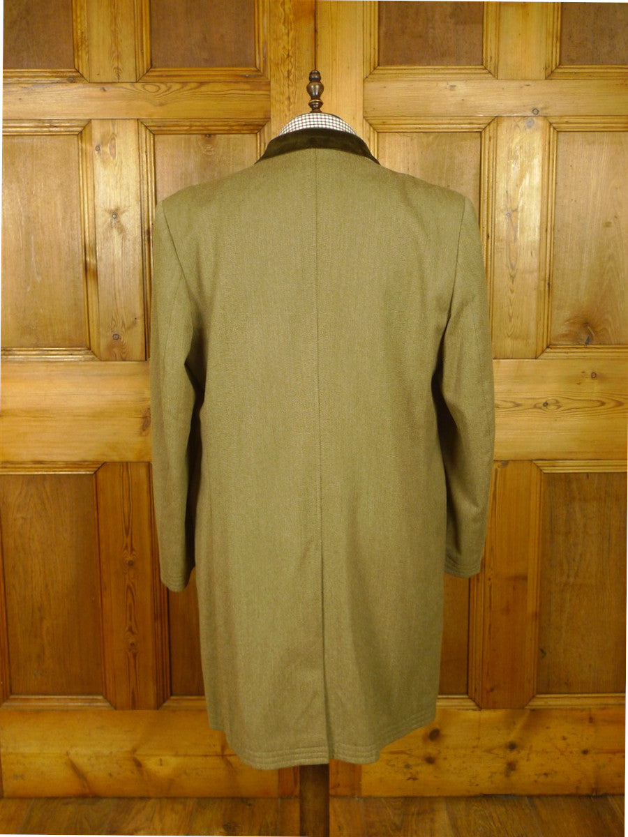 26/1012 vintage john g hardy stone venetian wool covert coat overcoat w/ velvet collar 44