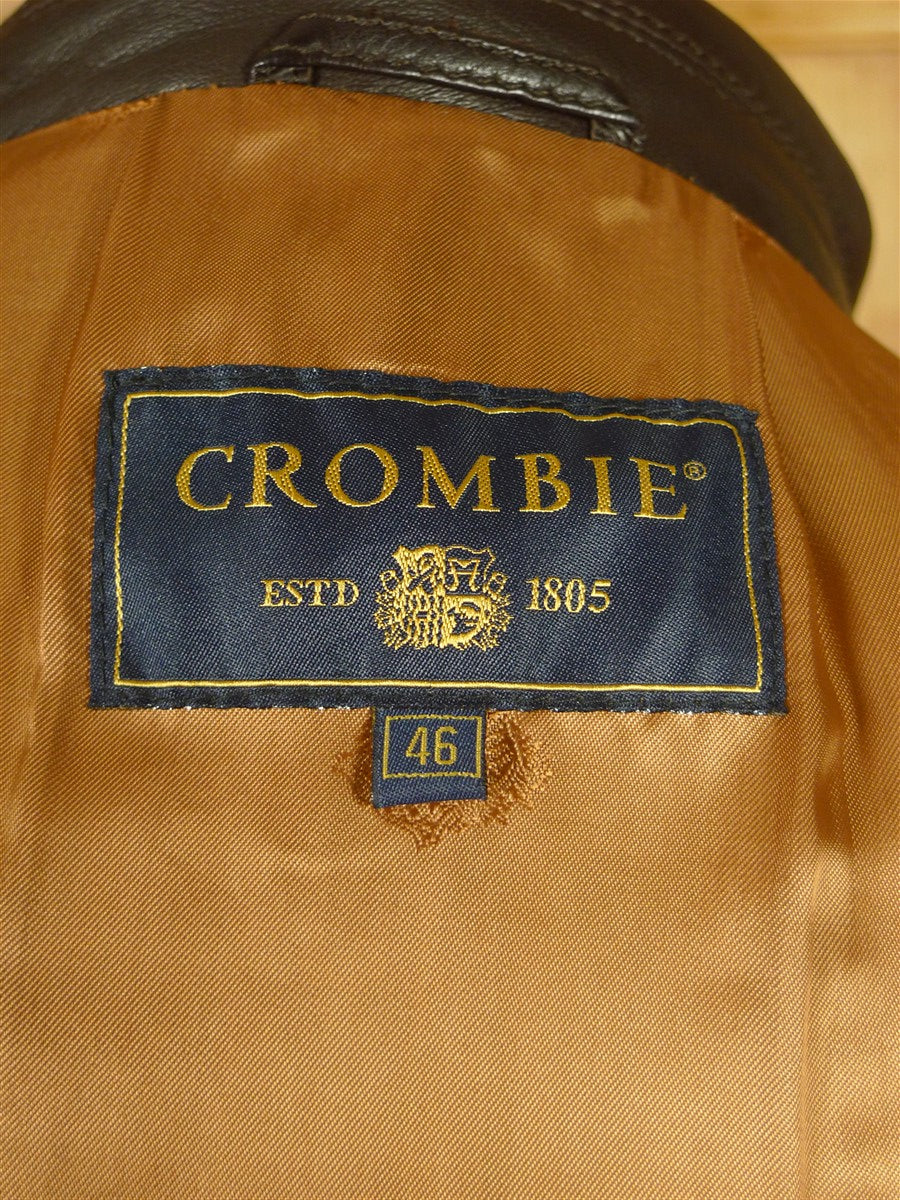 26/0710 modern crombie dark brown leather blazer sports jacket 46