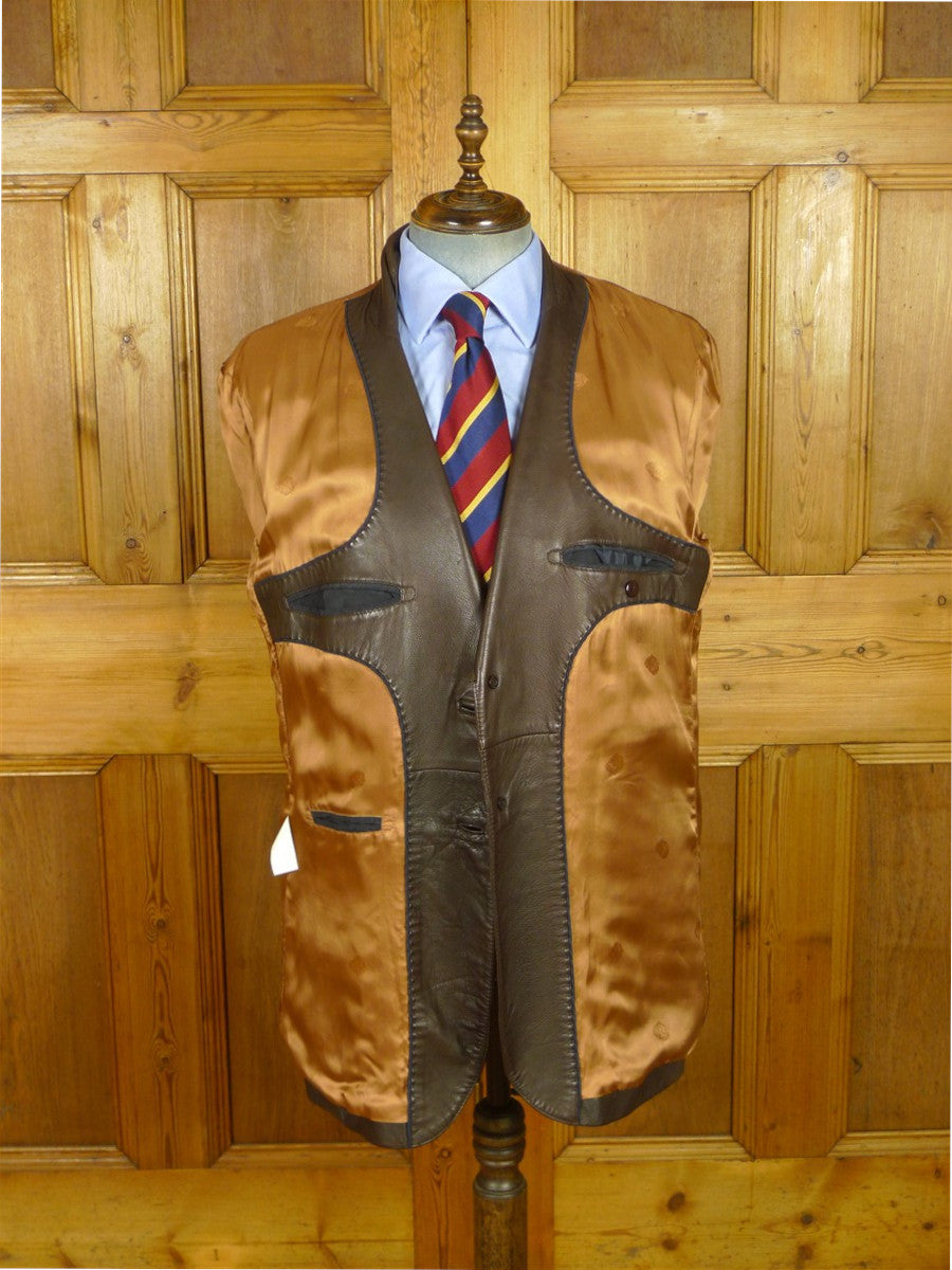 26/0710 modern crombie dark brown leather blazer sports jacket 46