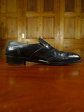 26/0711 beautiful vintage george cleverly black leather brogue slip-on shoe w/ bags uk 9