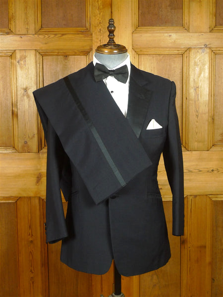 26/0713 vintage 1988 daniel w jupp savile row bespoke midnight blue wool & mohair dinner suit 36-37 short