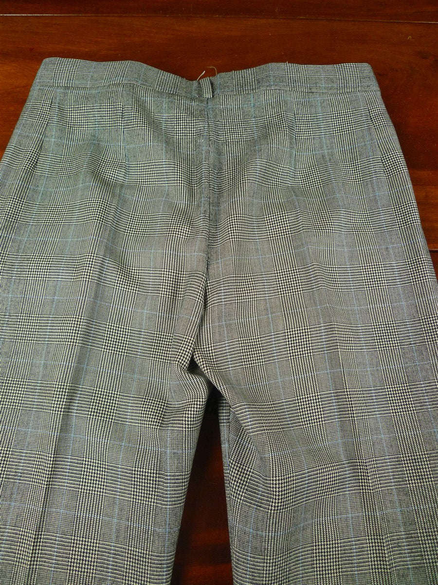 26/0712 vintage 1985 daniel w jupp savile row bespoke grey / blue prince of wales check worsted flannel suit 38 short